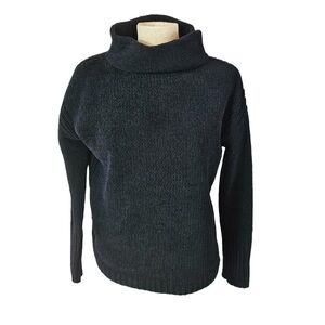 CATHERINE MALANDRINO Mock Neck Chunky Chenille Sweater Women’s S Small Black